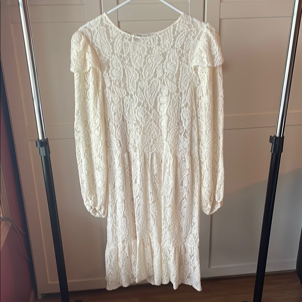 Zara Cream Long Sleeve Bishop Sundress